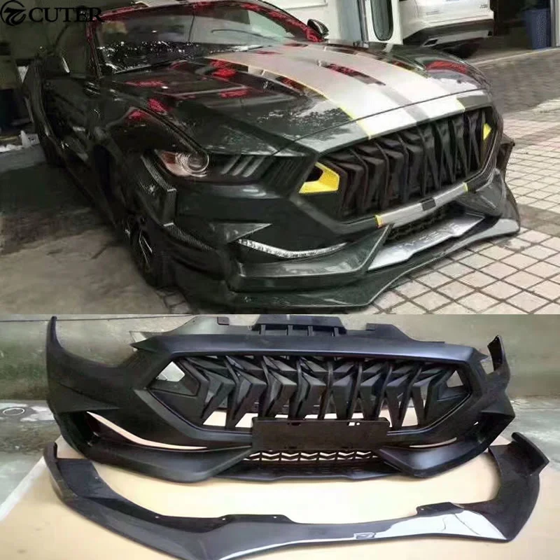 Wide Body Front Bumper Kit with Carbon Fiber Lip for Ford Mustang 2015–2017