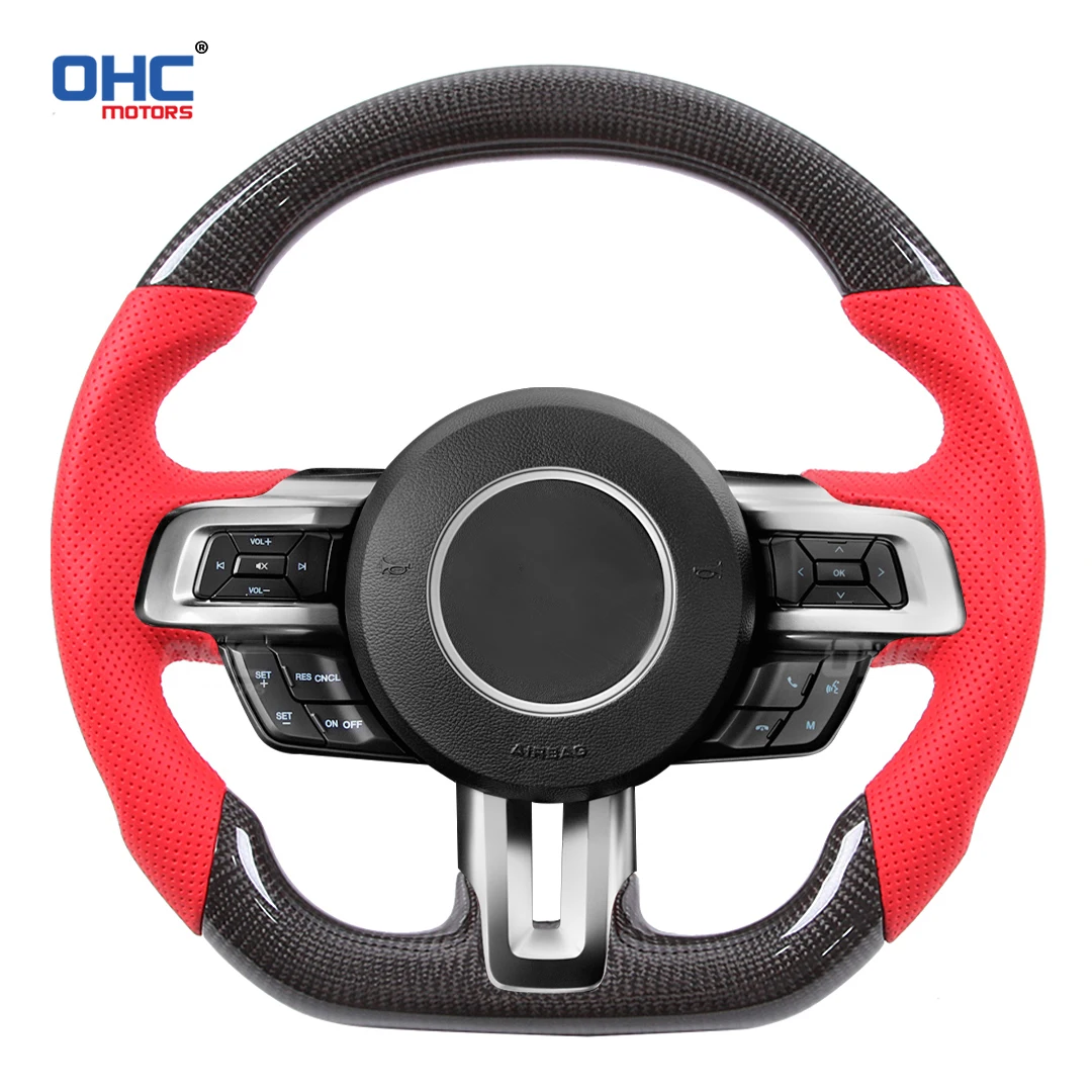 LED Performance Carbon Fiber Steering Wheel for Ford Mustang 2016–2018