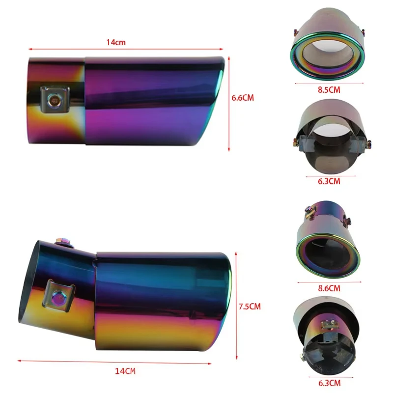 Universal Car Exhaust Muffler Tip Round Stainless Steel Car Tail Rear Chrome Round Exhaust Pipe Tail Muffler Tip Pipe - Image 2