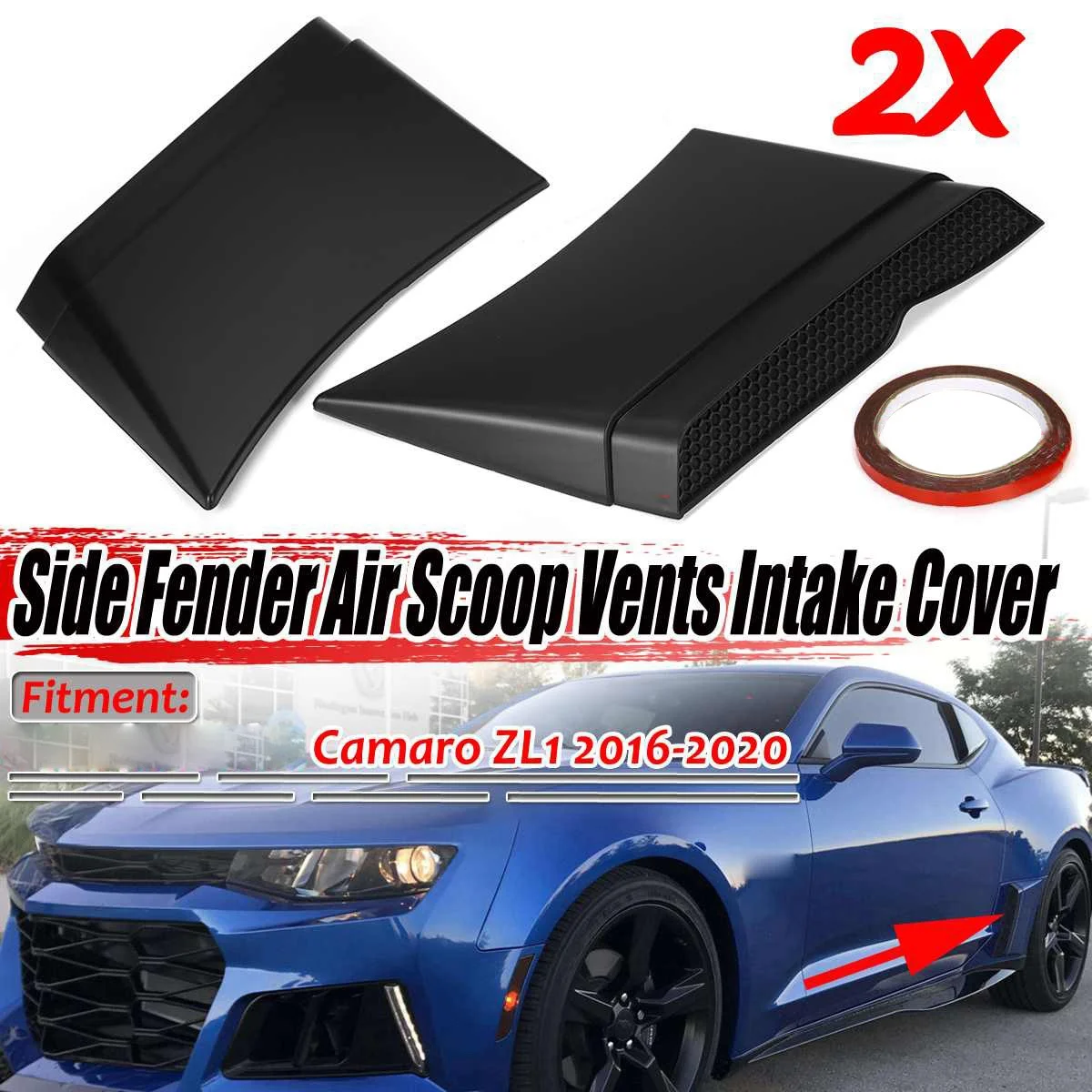 ZL1 Style Side Air Scoop Vents Intake Covers for Chevrolet Camaro 2016-2020