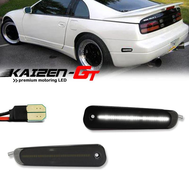 Smoked LED Rear Side Marker Lights for 1990–1996 Nissan 300ZX Z32 – Red/White Lens Upgrade