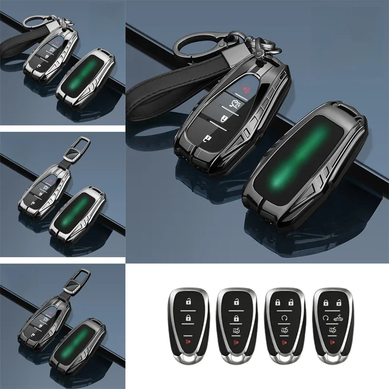 Luxury Zinc Alloy Car Key Fob Cover for Chevrolet – TPU Silicone Protective Case with Keychain