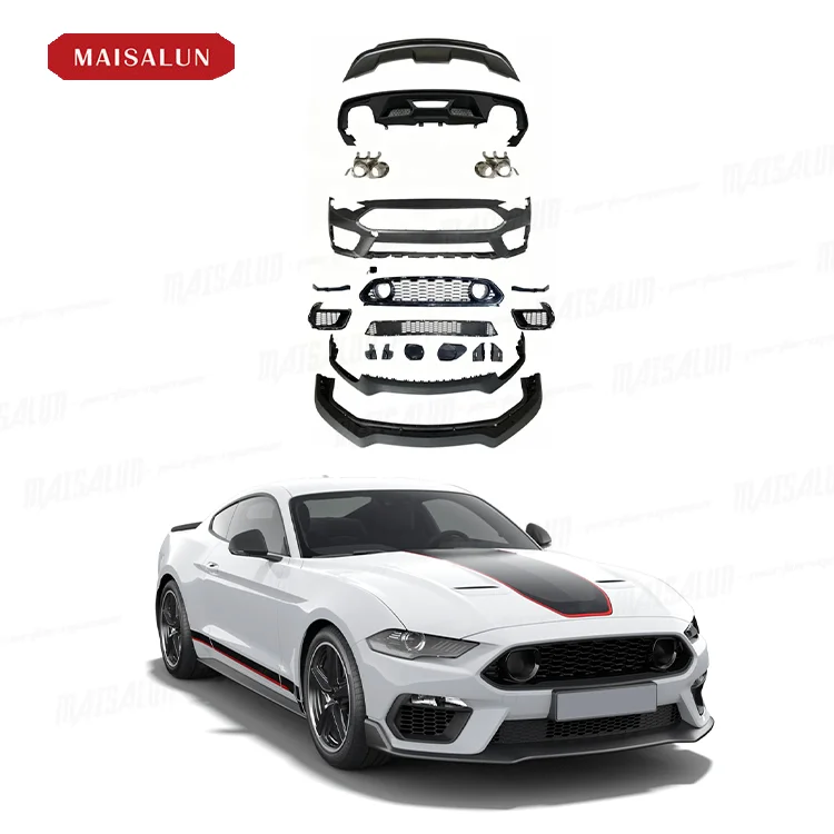 Mach-1 Style Full Body Kit for Ford Mustang 2018-2021 – Front Bumper, Rear Bumper, Exhaust Upgrade