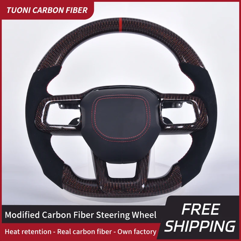 Carbon Fiber & Leather Steering Wheel for Ford Mustang
